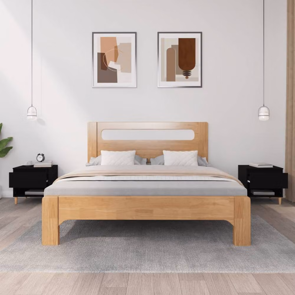 Berkfield Home Set of 2 Black Engineered Wood Bedside Tables W/D/H: 50 x 46 x 50 cm – 2