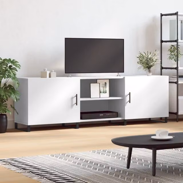Berkfield Home Modern White TV Cabinet, W/D/H: 150 x 50 x 50 cm