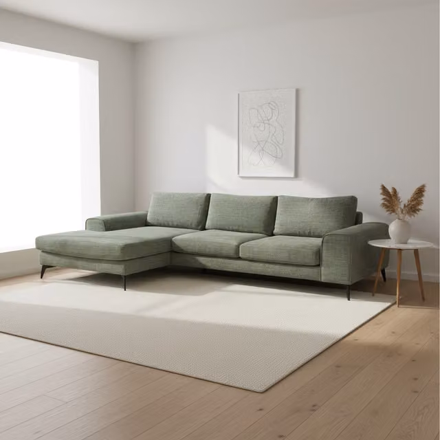 Abakus Direct Venice Chenille Left-Hand Corner Sofa in Sage Green