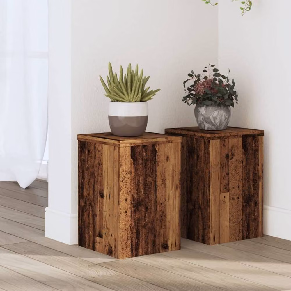 Berkfield Home Set of 2 Square Wood Plant Stands in Brown, W/D/H: 20 x 20 x 30 cm – 2