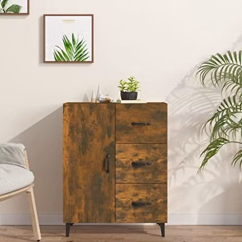 vidaXL Smoked Oak Sideboard in Brown, W/D/H: 69.5 x 34.0 x 90.0 cm – 2