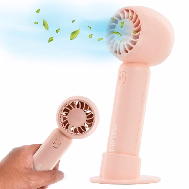 Tanness Portable Handheld Mini Fan with Foldable Design and USB Rechargeable Functionality in Pink