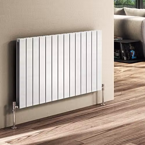 Bathroom Kingdom White Double Flat Panel Horizontal Steel Radiator W: 58.8 cm, H: 58.8 cm, D: 18 cm