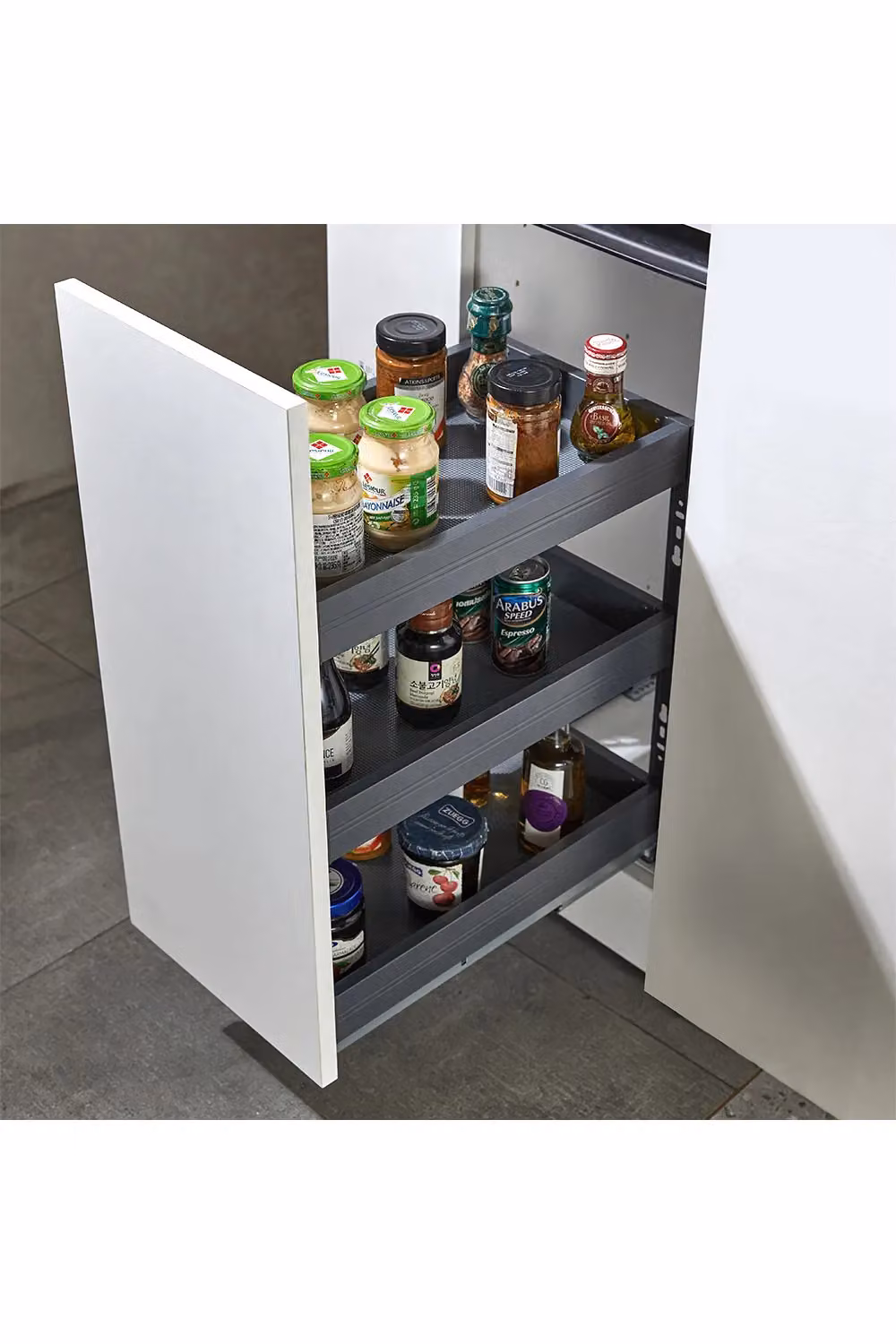 Living and Home 3-Tier Pull Out Kitchen Cabinet Shelf in Matt Black Metal – 2