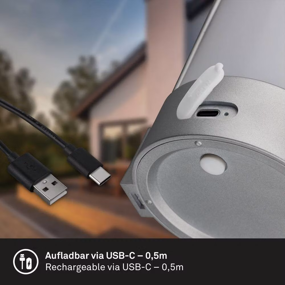Briloner Wireless Rechargeable LED Table Lamp in Matte Chrome, IP44 Dimmable Touch Light, H x W x D: 15.5 x 9 x 8 cm – 3