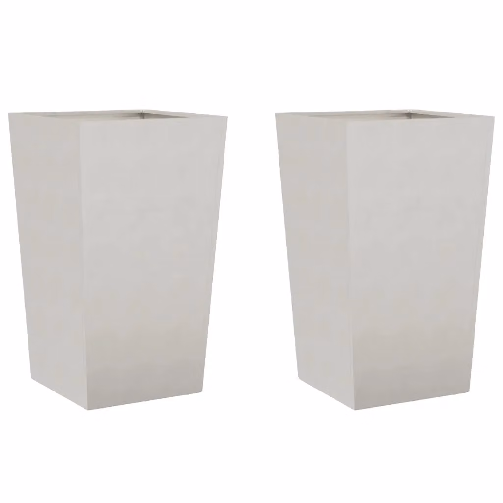 Berkfield Home Stainless Steel Garden Planter Tubs, 2 Pieces, Black, W/D/H: 45 x 45 x 75 cm