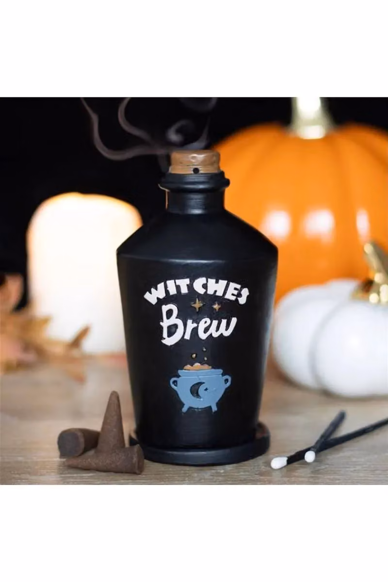KDMD Witches Brew Potion Bottle Ceramic Incense Cone Burner, Black, H 14.0 x W 6.5 x D 6.5 cm – 5