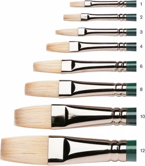 Winsor and Newton Winton Flat Long Handled Hog Brush No. 1