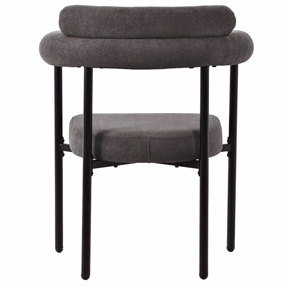 Modern Home Touch Set of 6 Grey Faux Suede Armrest Dining Chairs with Metal Legs – 6