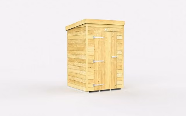 Buttercup Farm Brown Pent Shed with Single Door and No Windows, W/D/H: 127 x 118 x 201 cm