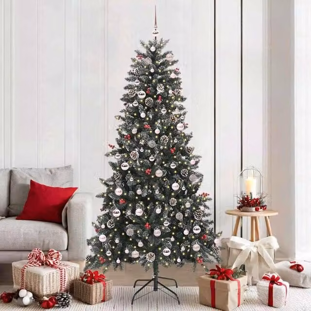 Berkfield Home Artificial Christmas Tree in Green with Stand, W/D/H: 114 x 114 x 210 cm