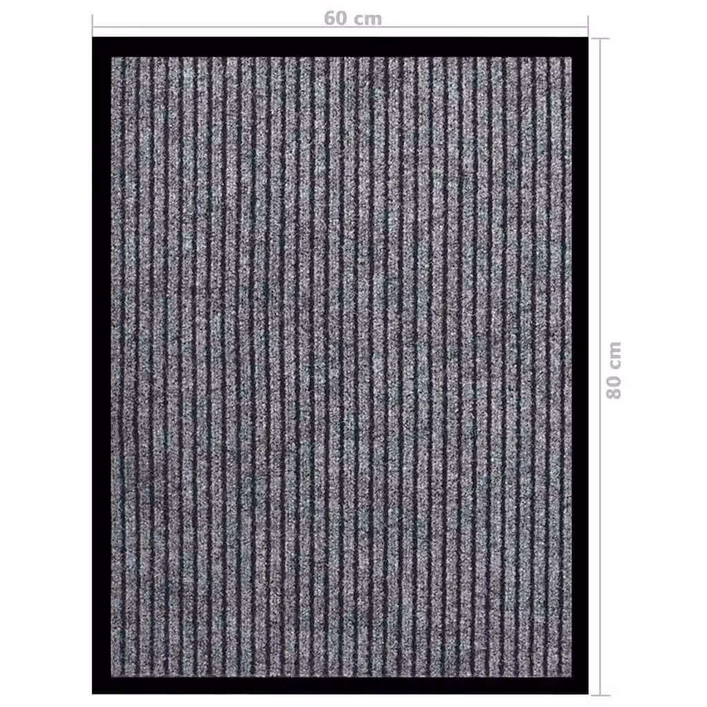 Berkfield Home Striped Grey and Black Non-Slip Doormat W/D: 60 x 80 cm – 4