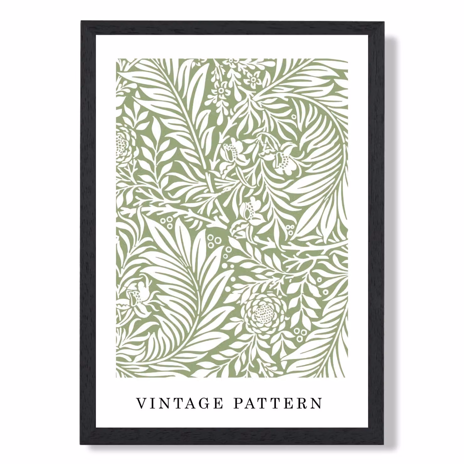 ARTZE William Morris Green Floral Art Print with Black Frame, A4 – 2