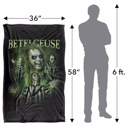 LOGOVISION Beetlejuice Beetlejuice Beetlejuice Homage Super Soft Silky Touch Fleece Throw Blanket, Multicolour, W/D/H: 91 x 147 cm – 4