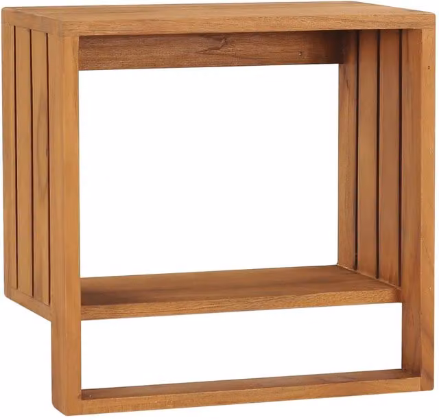 Berkfield Home Wall-mounted Teak Wood Towel Rack in Brown, W/D/H: 35 x 20 x 35 cm – 1