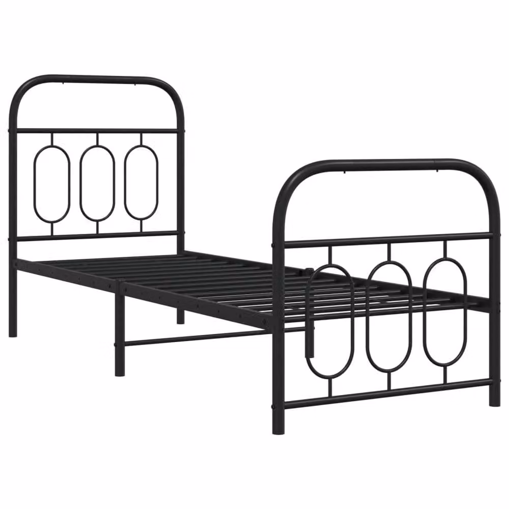 Berkfield Home Metal Bed Frame with Footboard, Black, W: 75 cm, L: 190 cm – 3