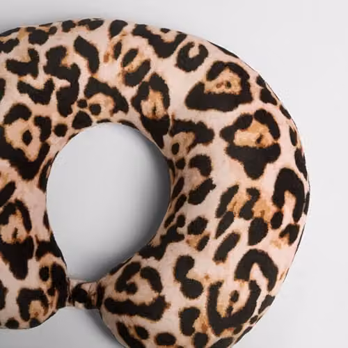 OHS Leopard Print Memory Foam U-Shaped Neck Pillow in Natural, 30 x 30 cm – 2