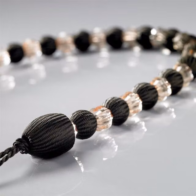 Livinluxury Pair of Beaded Rope Curtain Tie Backs in Brown