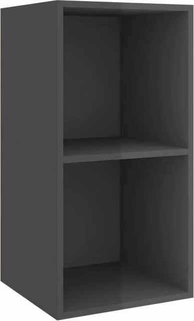 Berkfield Home Wall-mounted High Gloss Grey TV Cabinet, W/D/H: 37 x 37 x 72 cm