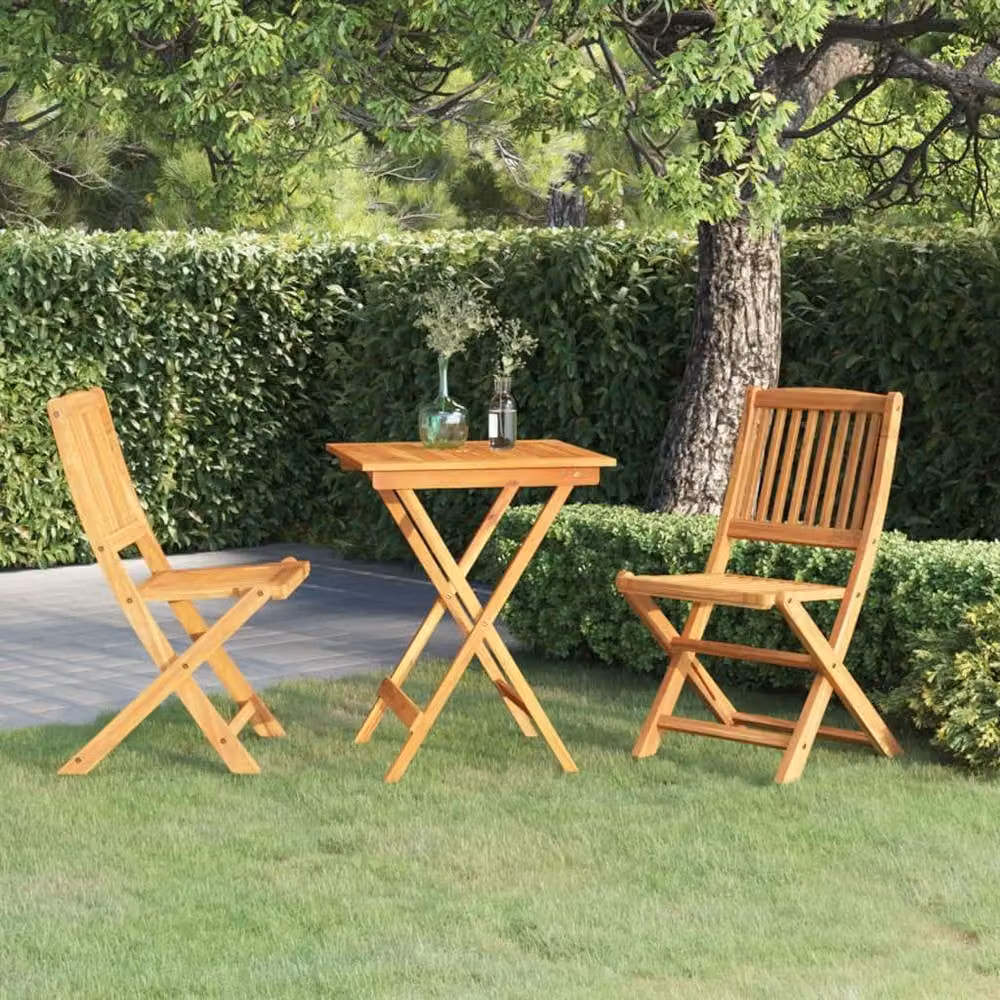 Berkfield Home 3 Piece Folding Garden Dining Set in Brown Solid Acacia Wood – 1