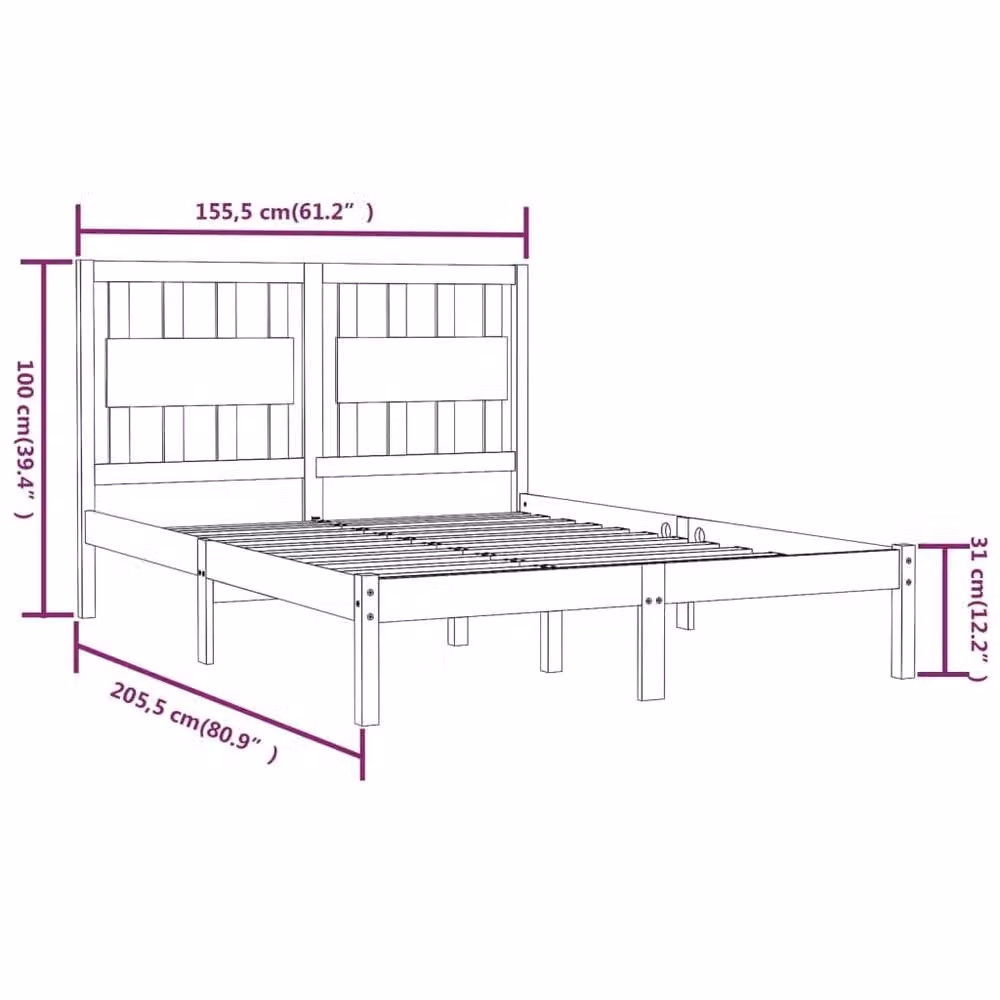 Berkfield Home King Size Solid Wood Pine Bed Frame in Brown, W: 150 cm, L: 200 cm – 2