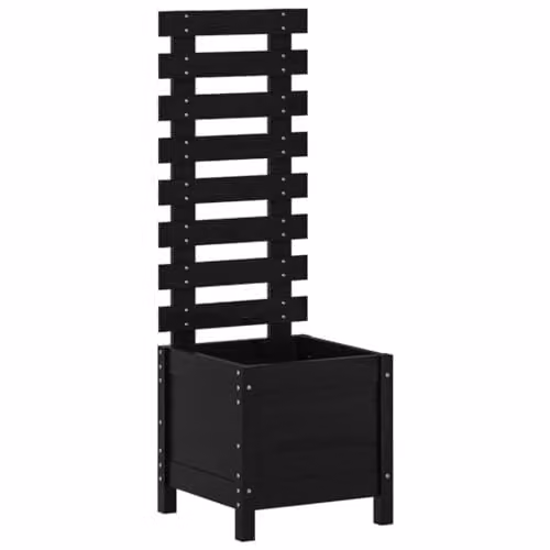 vidaXL Garden Planter with Rack in Black Solid Wood Pine, W/D/H: 39 x 39.5 x 114 cm – 1