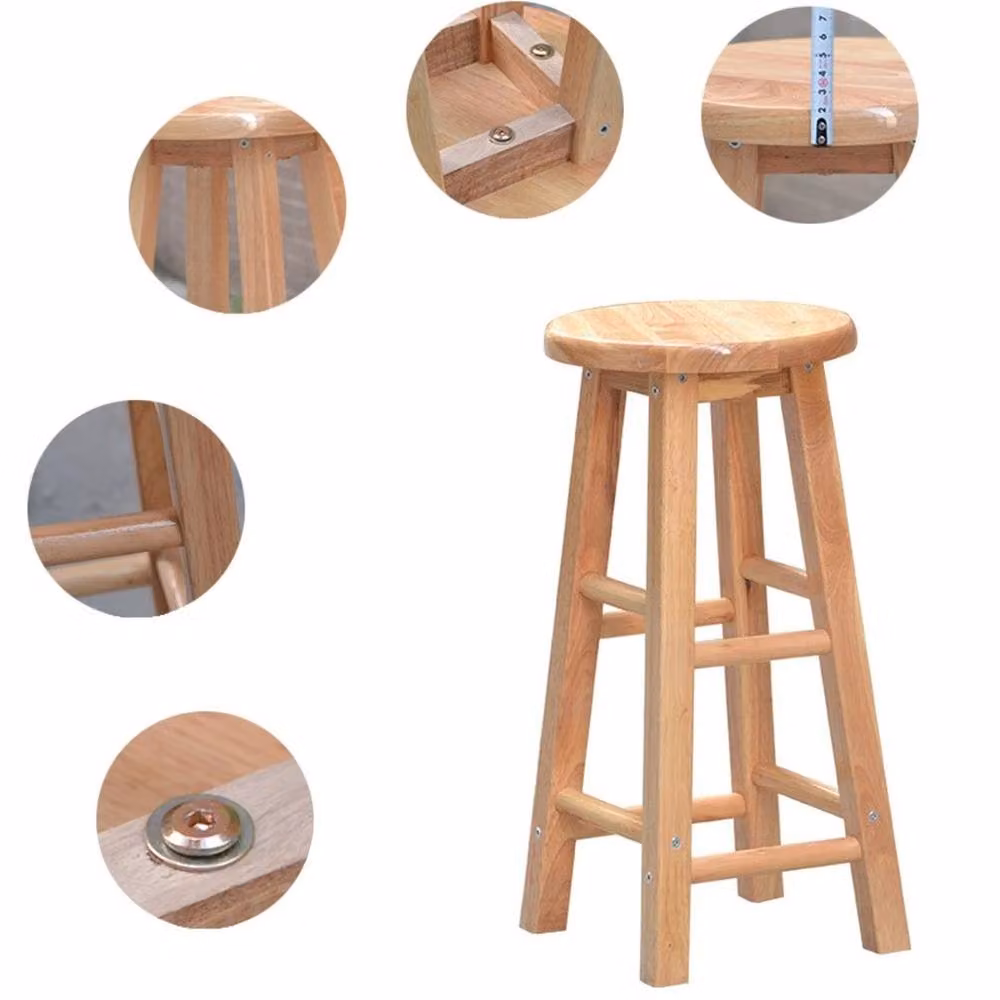 EONLION Wooden Bar Stool in Brown, Height: 100 cm – 2