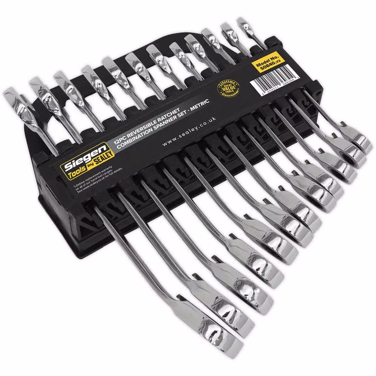 Loops 12-Piece Reversible Ratchet Combination Spanner Set in Silver and Multicolour Chrome Vanadium Steel – 2