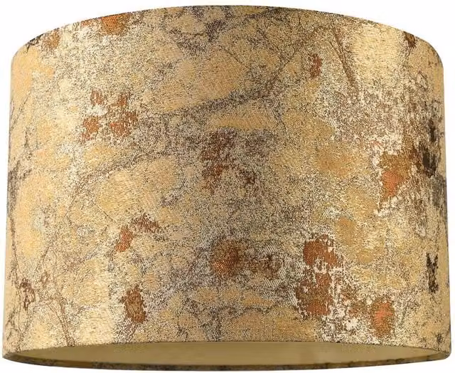 Happy Homewares Designer Textured Gold and Orange Jacquard Fabric Drum Lampshade, Diameter: 30 cm – 1