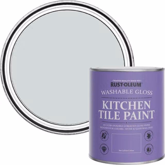 Rust-Oleum Water-Based Kitchen Tile Paint in Gloss Finish, Grey, 0.75 l