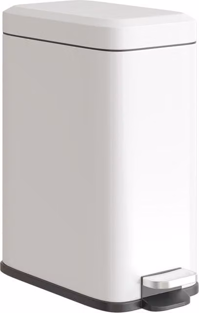 HOMCOM 5L White Steel Rectangular Compact Pedal Bin with Removable Inner Bucket and Soft-Close Lid – 1