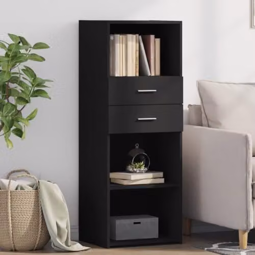 vidaXL Modern Black Highboard in MDF with Internal Shelves and Doors, W/D/H: 45 x 42.5 x 124 cm – 2