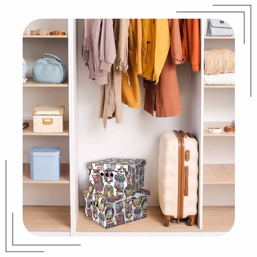 NESTLUNE 2-Piece Multicolour Decorative Cardboard Storage Boxes with Lids for your Home or Office – 2