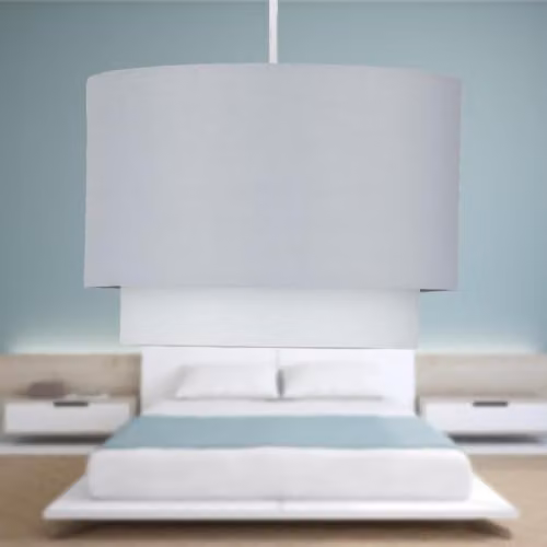 First Choice Lighting Pair of Grey Ombre 2 Tier Fabric Ceiling Light Shades – 3