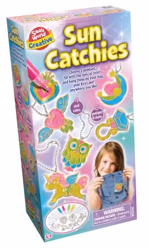 Small World Toys Creative Sun Catchies Multicolour Pendant Charm Craft Kit with Animals and Fantasy Designs