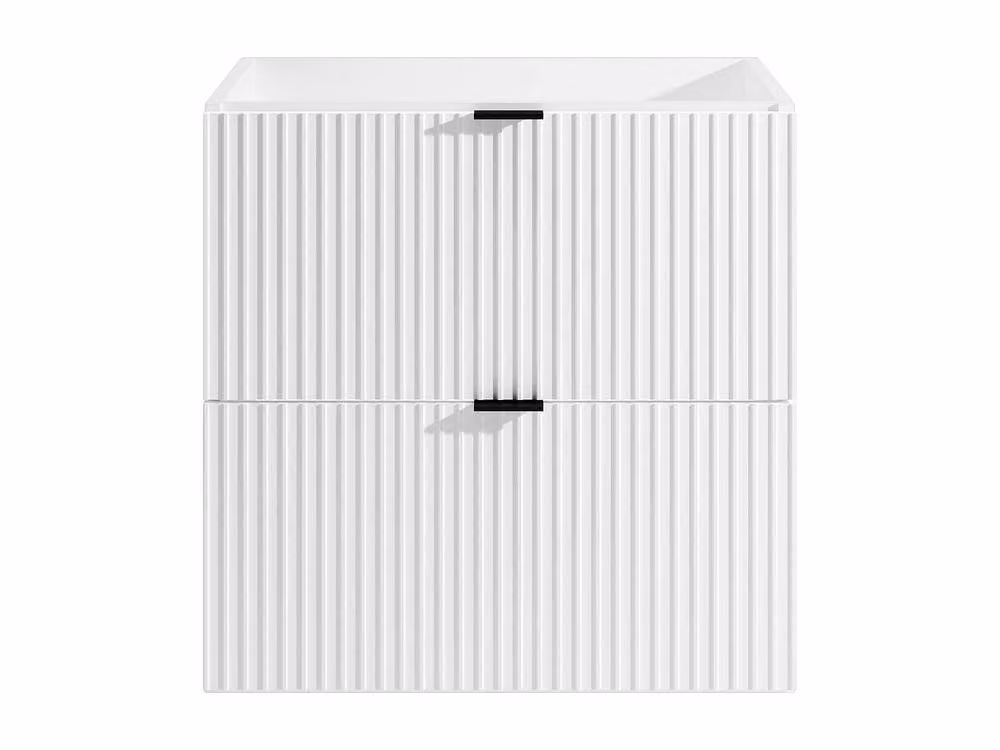 ZEVINI Ribbed Suspended Vanity Unit in Matte White, W: 60 cm, D: 47 cm, H: 60 cm – 2