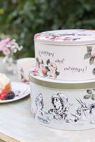 Mikasa Floral Metal Cake Tin Set of 2 in White and Multicolour – 6