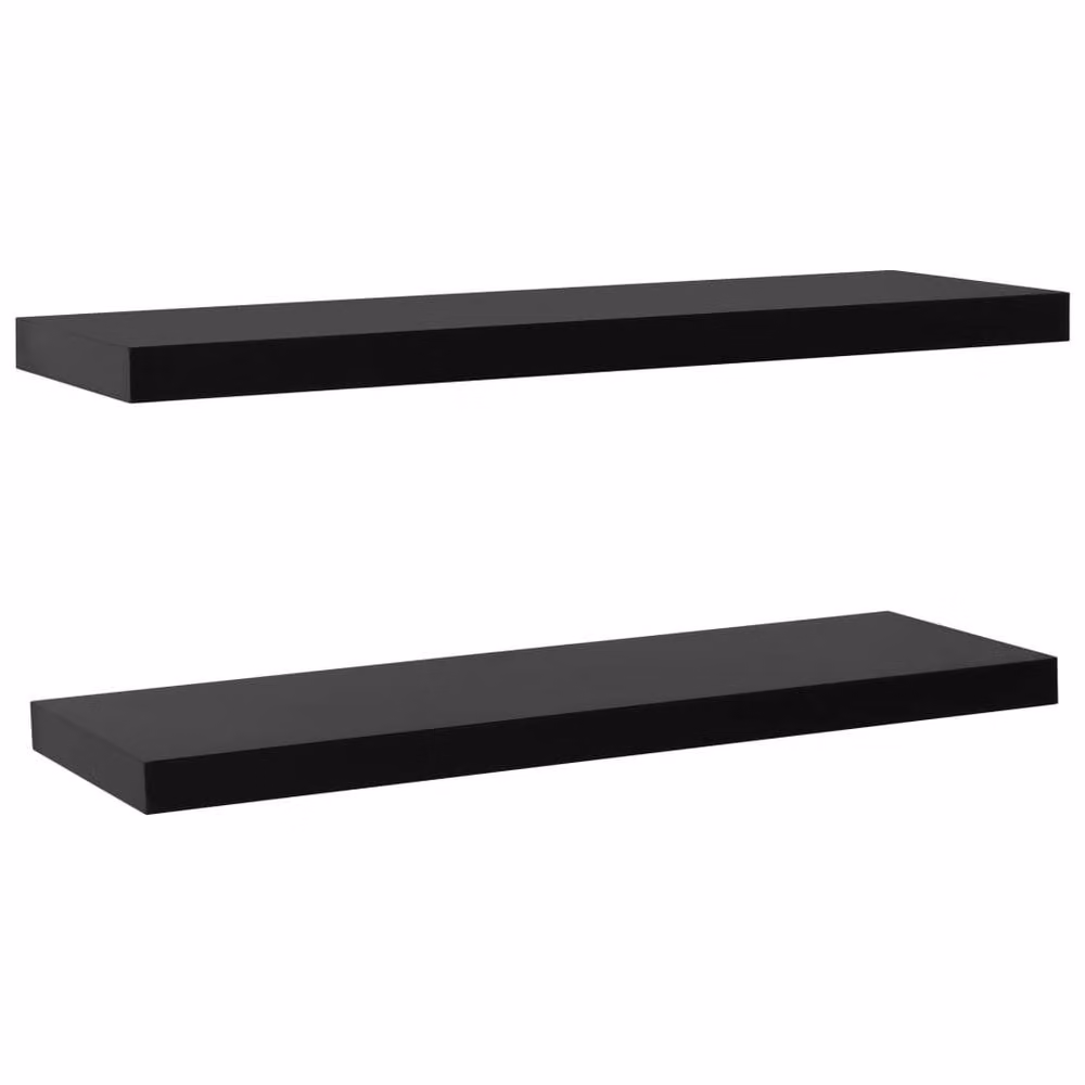 Berkfield Home Durable Floating Wall Shelves, 2 Pack, Black, W/D/H: 120 x 20 x 3.8 cm – 3