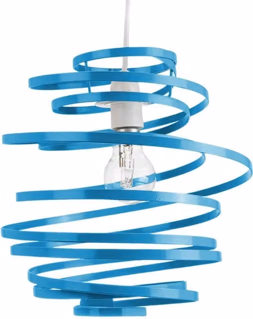 Happy Homewares Gloss Metal Double Ribbon Spiral Swirl Ceiling Light Pendant in Petrol Blue – 1