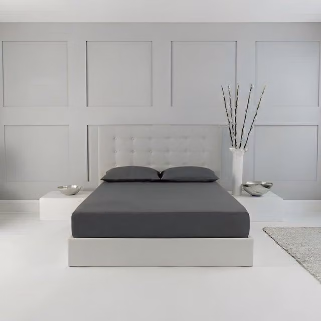 Snug City Single Polycotton Fitted Sheet in Dark Grey, W/D/H: 90 x 190 x 25 cm – 1