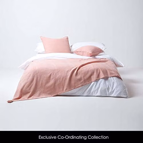 HOMESCAPES Rajput Ribbed Cotton Throw Bedspread, Pink, W/D/H: 150 x 200 cm – 2