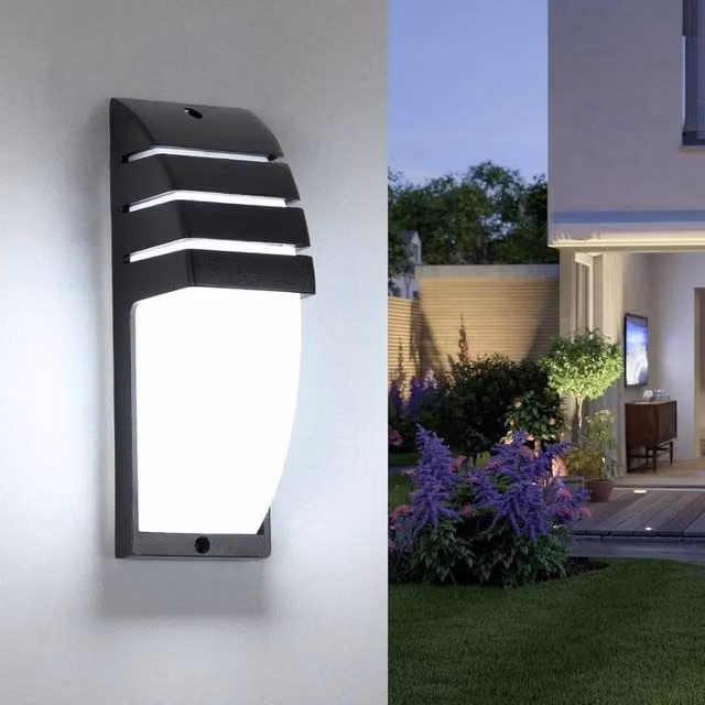 Goeco 12W LED Outdoor Wall Light, IP65 Waterproof Up and Down Rectangular Garden Light in Black