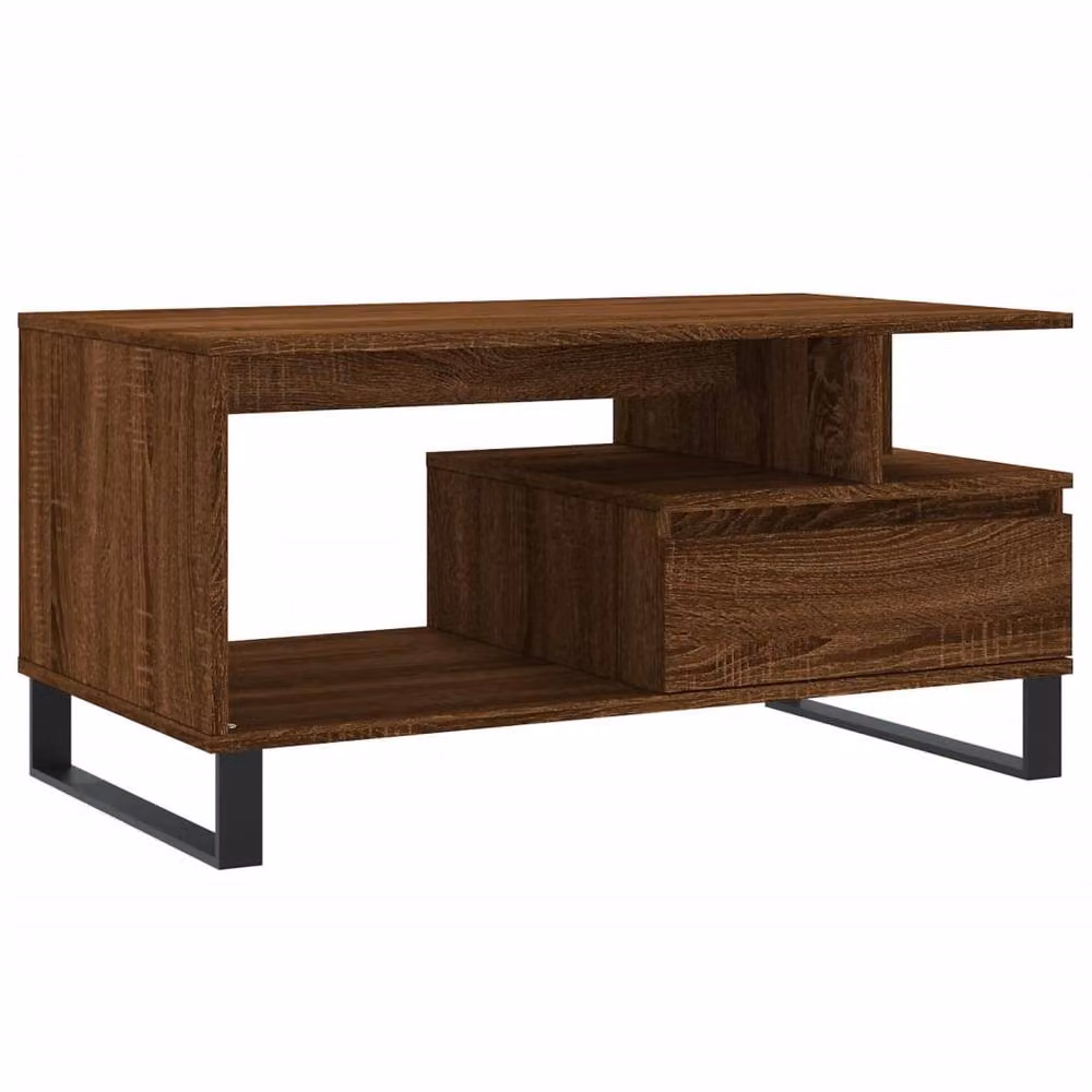 Berkfield Home Modern Coffee Table in Brown Oak, W/D/H: 90 x 49 x 45 cm – 3