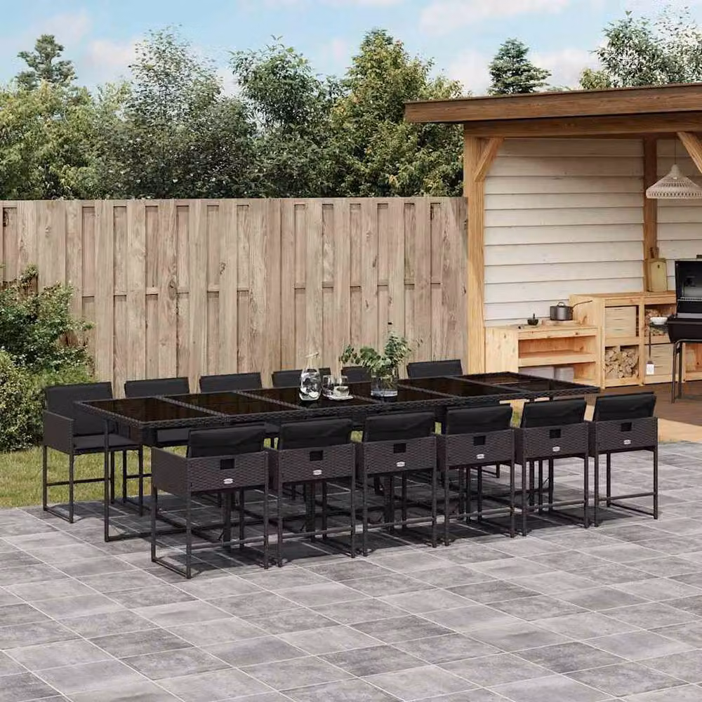 Berkfield Home 13-Piece Black PE Rattan Garden Dining Set for 12 People – 2