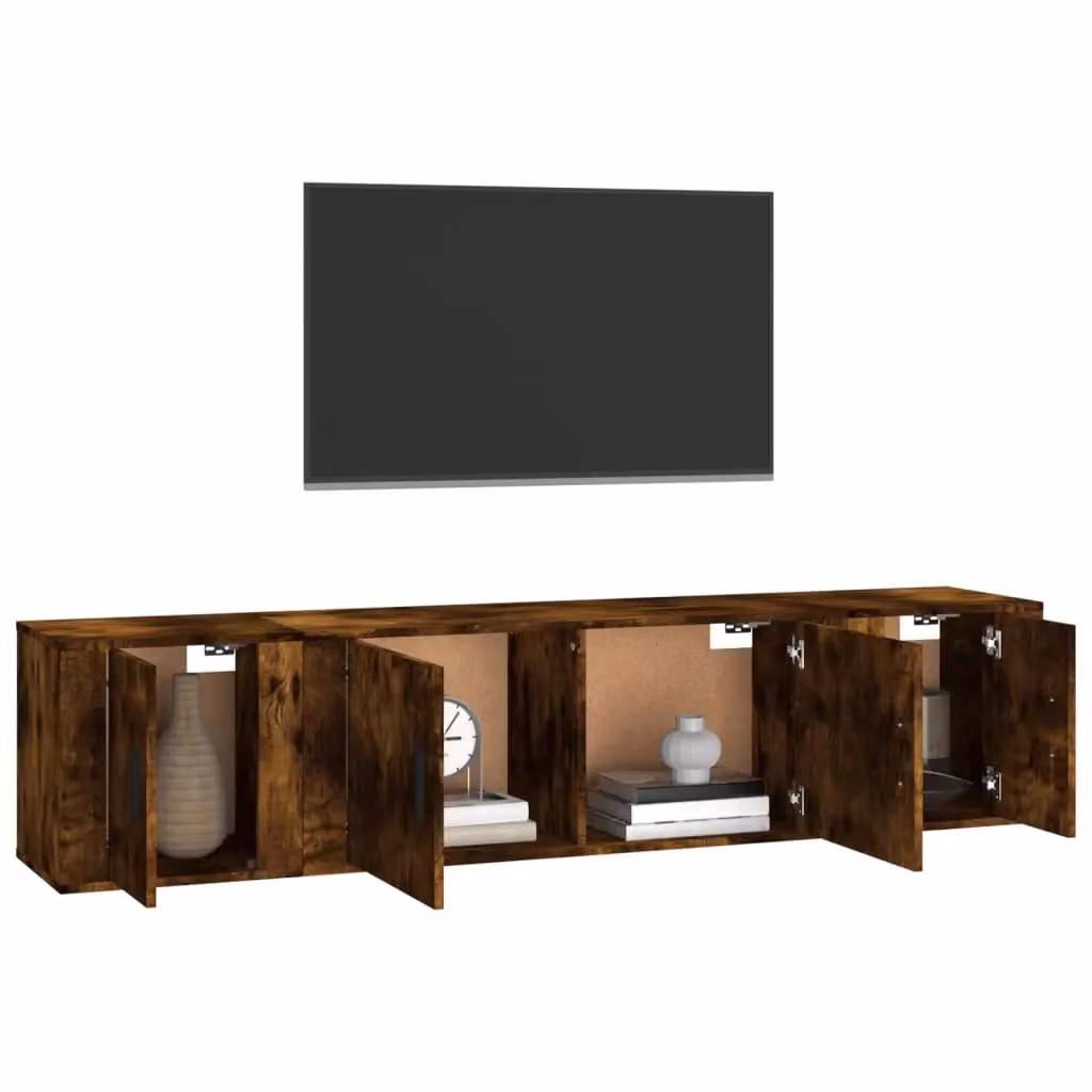 Berkfield Home 3 Piece Smoked Oak TV Cabinet Set in Brown – 3