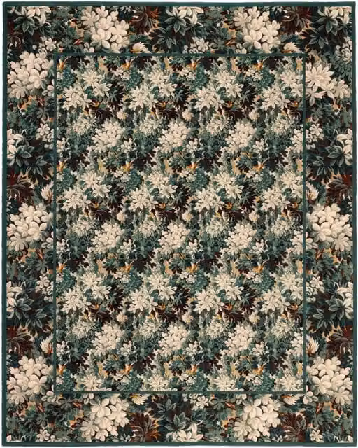 House of Hackney SILVA Floral Wool Rug in Blue and Multicolour