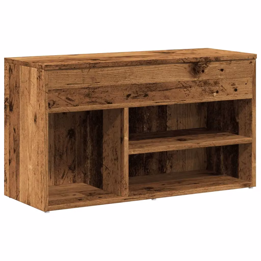 Berkfield Home Rustic Old Wood Shoe Bench in Brown, W/D/H: 80 x 30 x 45 cm – 2
