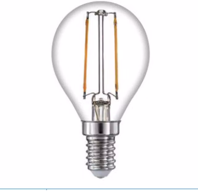 TIMELED 2W LED Golf Ball Filament Light Bulb, Transparent Glass, E14 Base