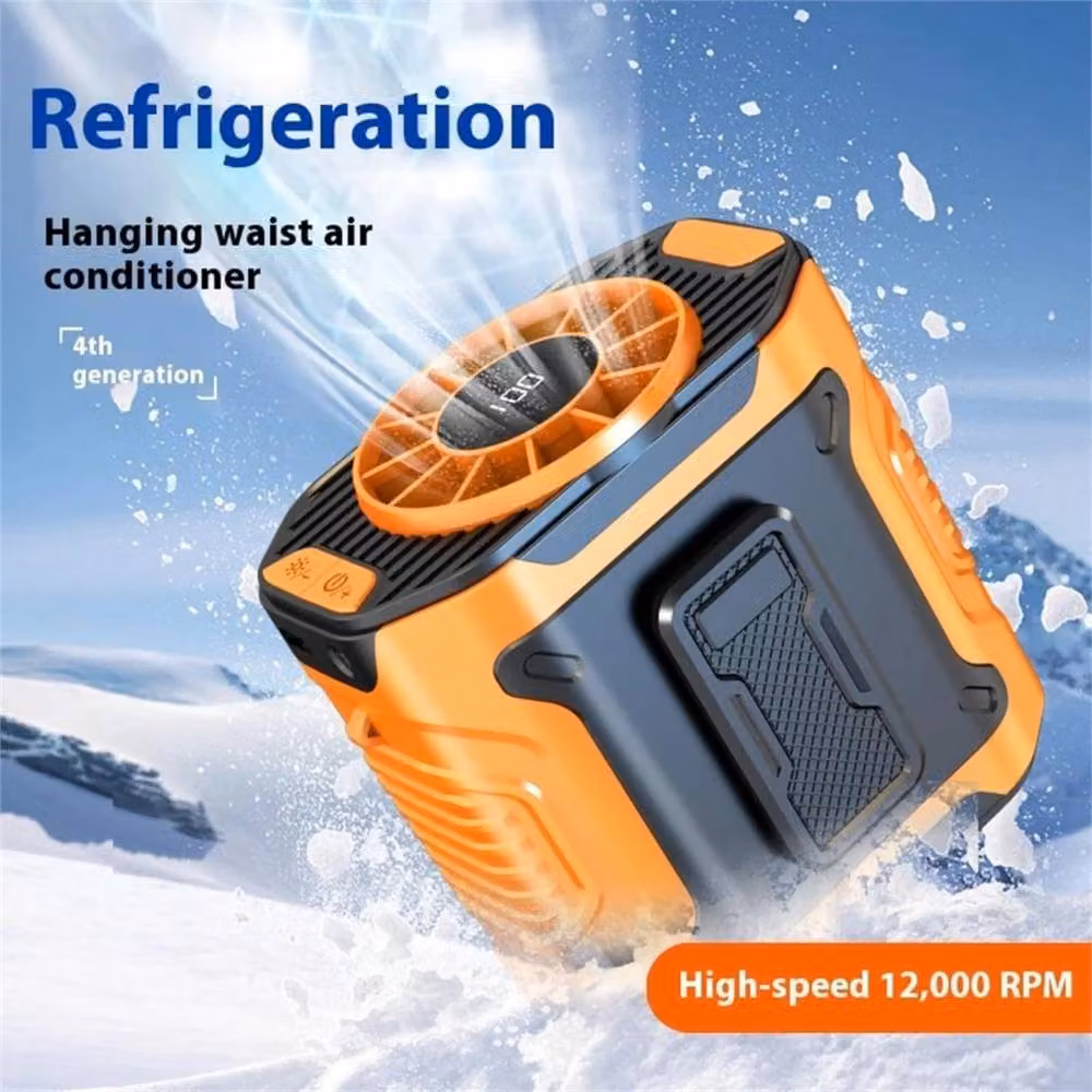 NESTLUNE Orange Rechargeable Mini Personal Waist Clip Fan – 3