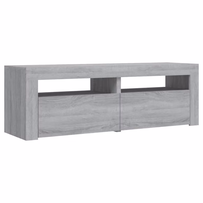 Berkfield Home Modern TV Cabinet with LED Lights in Grey Sonoma, W/D/H: 120 x 35 x 40 cm
